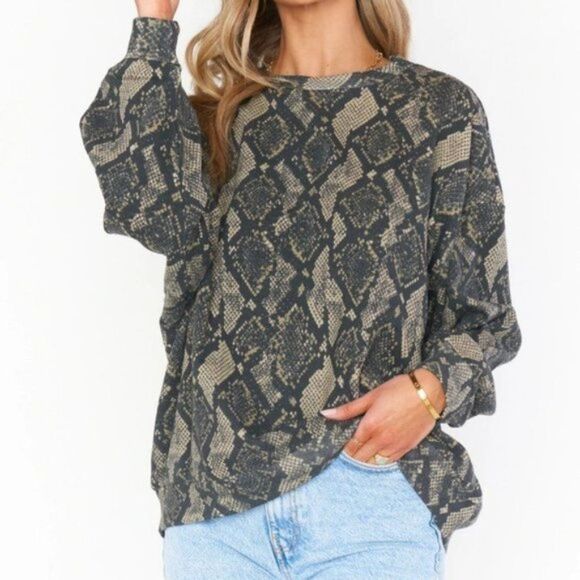 Show Me Your MuMu Boyfriend Oversized Cotton Long Sleeve Sweatshirt Ziggy Python - Picture 2 of 12